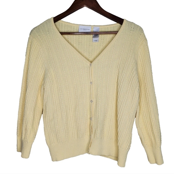 Liz Claiborne Yellow Sweater Cardigan Size Petite L - Picture 1 of 6